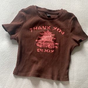 Women's Brown Crop Graphic Tee